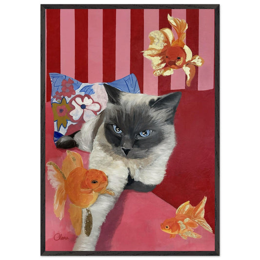 Disa Fierce - Cat & Goldfish Fine Art Print - BYCLARA