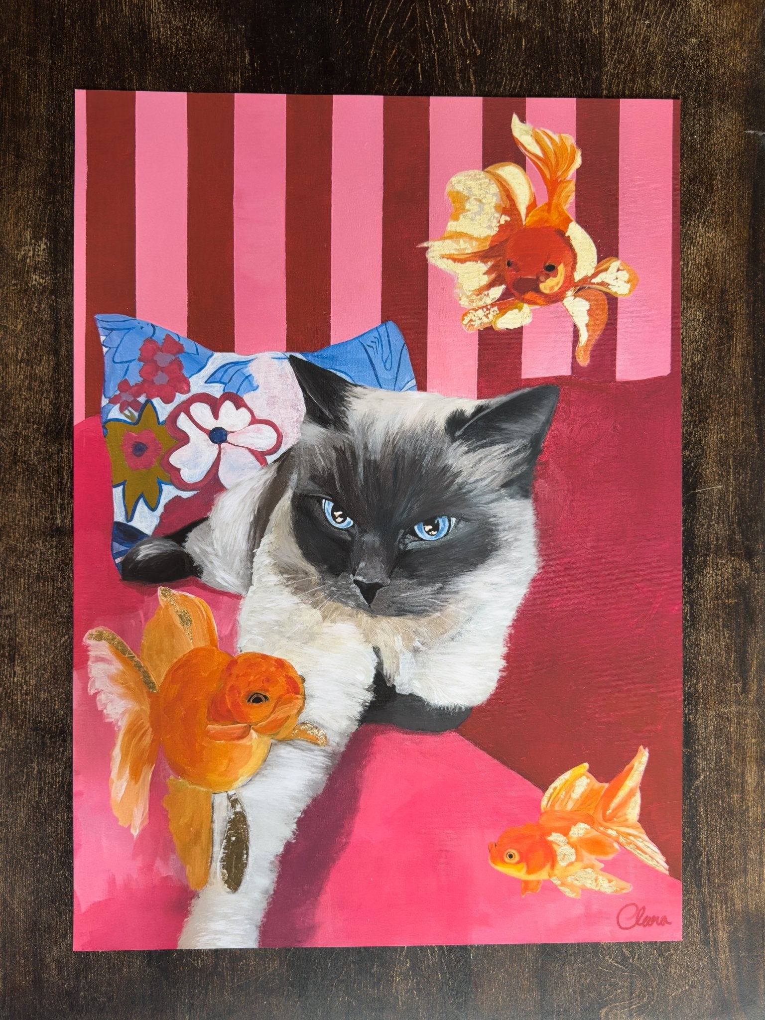 Disa Fierce - Cat & Goldfish Fine Art Print - BYCLARA