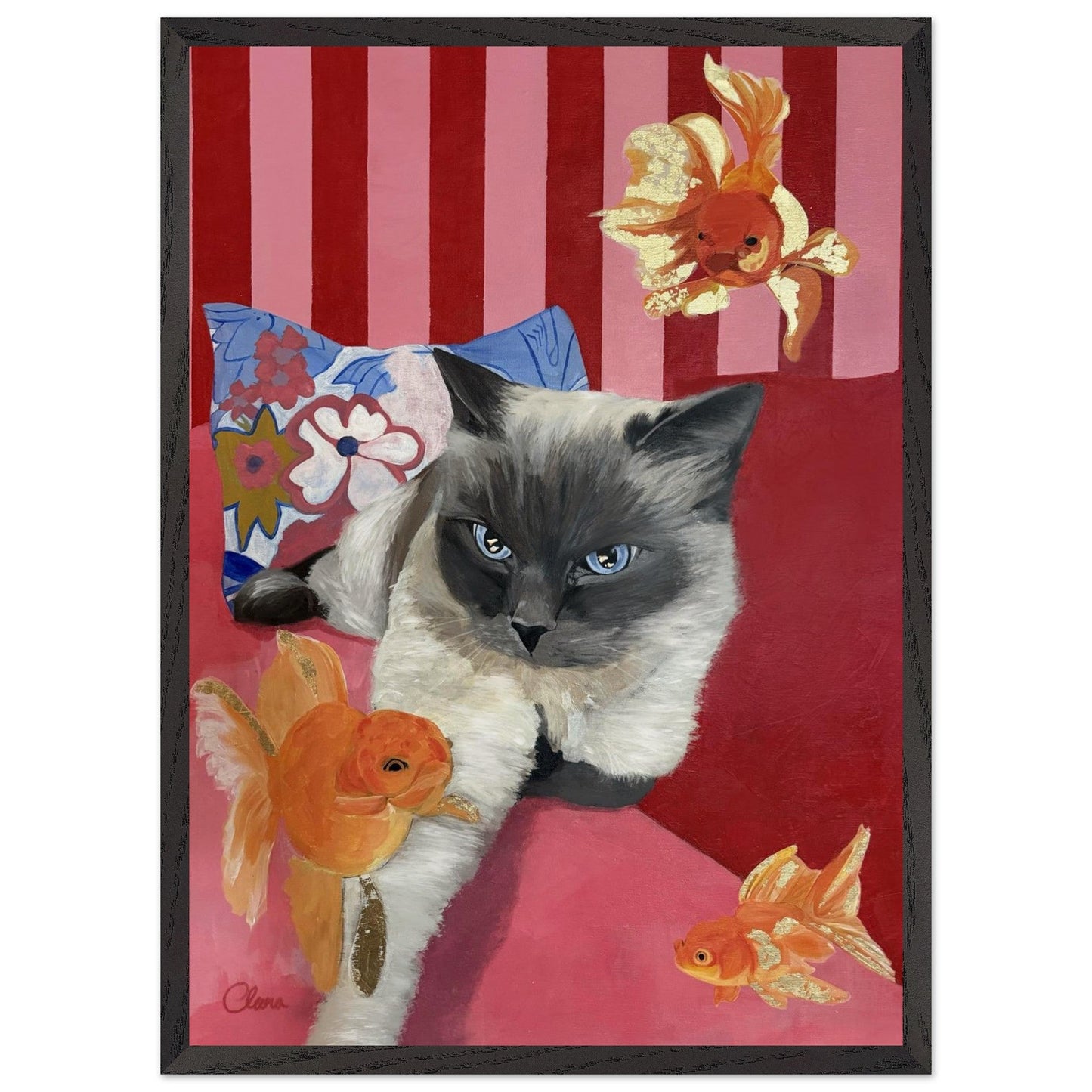 Disa Fierce - Cat & Goldfish Fine Art Print - BYCLARA