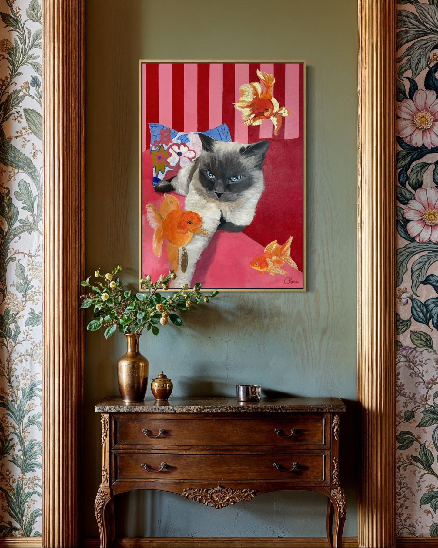 Disa Fierce - Cat & Goldfish Fine Art Print - BYCLARA