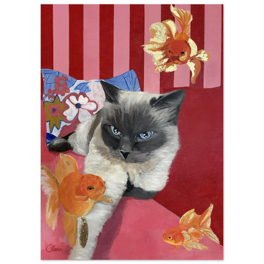 Disa Fierce - Cat & Goldfish Fine Art Print - BYCLARA