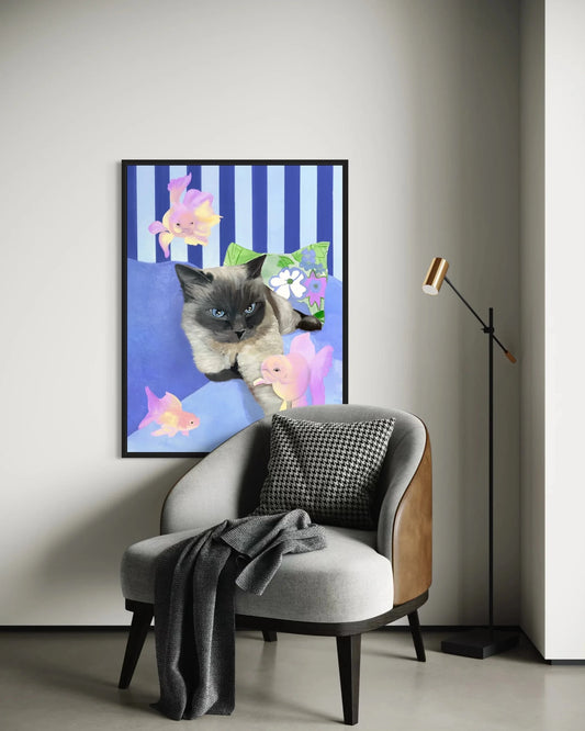 Disa Focus - Cat & Goldfish Fine Art Print - BYCLARA