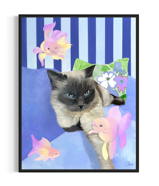 Disa Focus - Cat & Goldfish Fine Art Print - BYCLARA