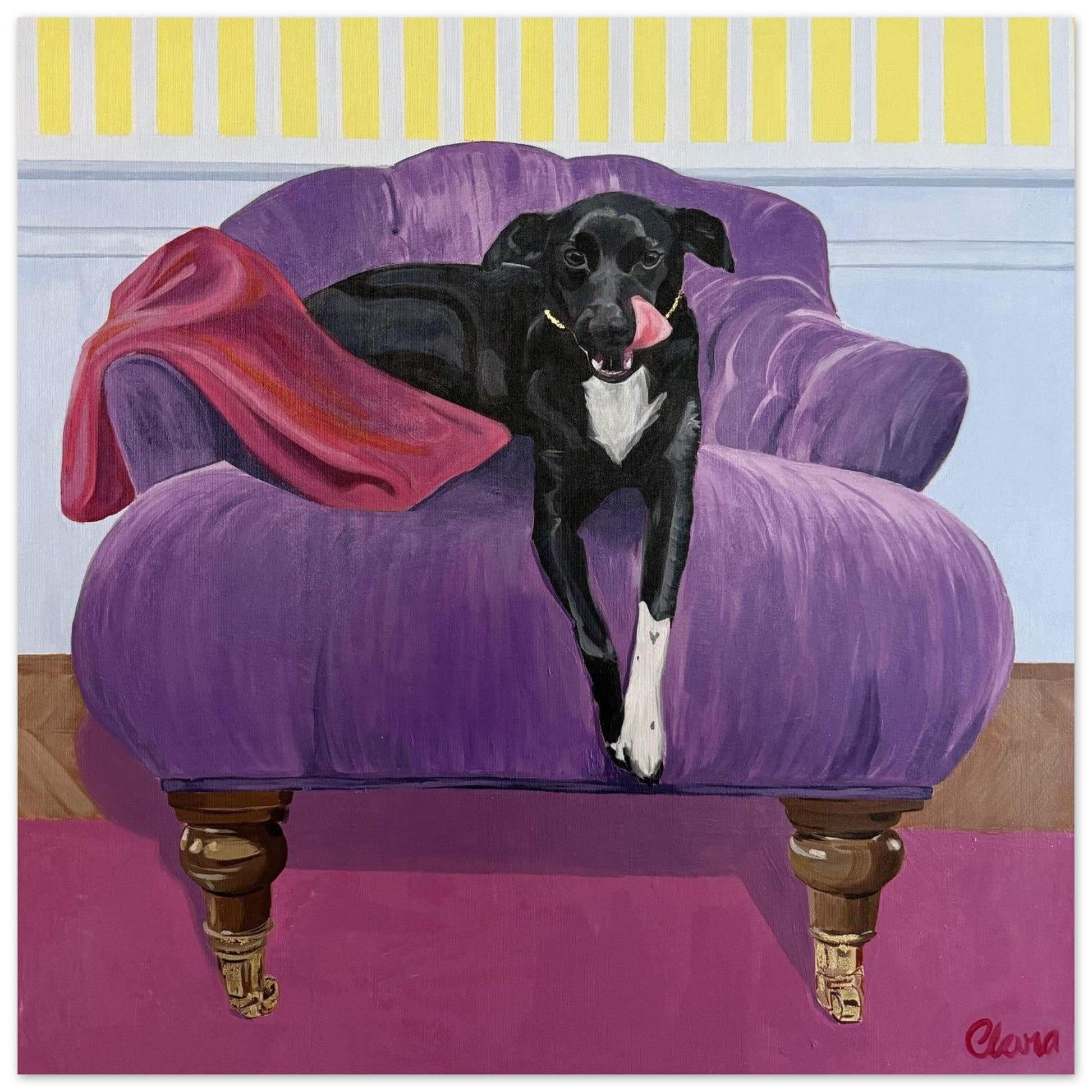 Morris - Dog on Chair Fine Art Print - BYCLARA
