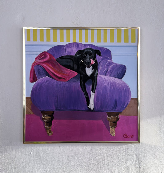 Morris - Dog on Chair Fine Art Print - BYCLARA