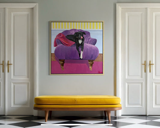 Morris - Dog on Chair Fine Art Print - BYCLARA