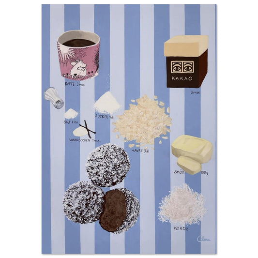 Swedish Fika "Chokladboll" - Nordic Baking Recipe Fine Art Print - BYCLARA