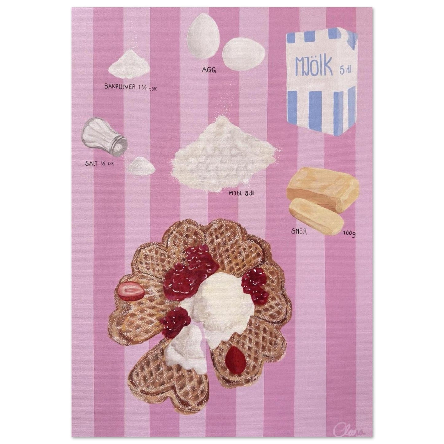 Swedish Fika "Waffles" - Nordic Baking Recipe Fine Art Print - BYCLARA